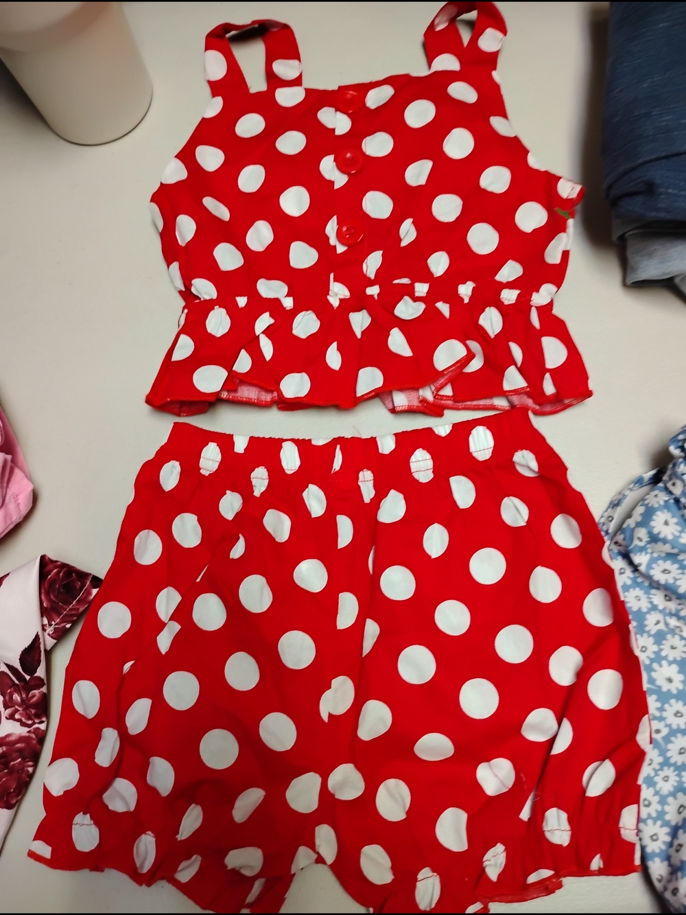 Girls' Red Polka Dot Elastic-Waist Shorts - Playful Summer Style